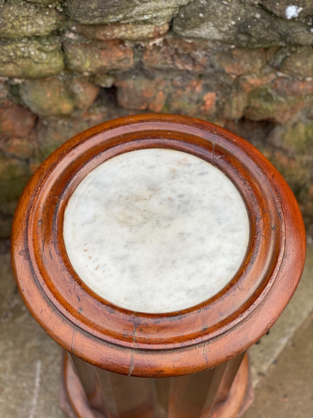 C19th marble topped fluted circular pedestal  View V