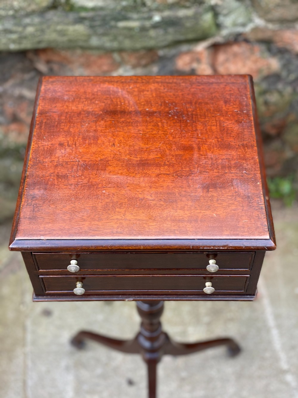 Georgian Tripod table with square two drawer boxed top View III
