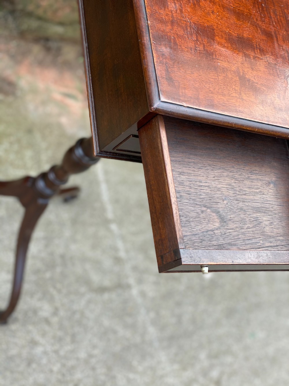 Georgian Tripod table with square two drawer boxed top View V