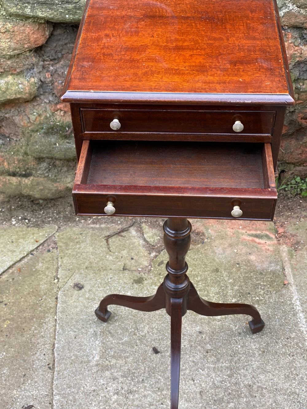 Georgian Tripod table with square two drawer boxed top View VII