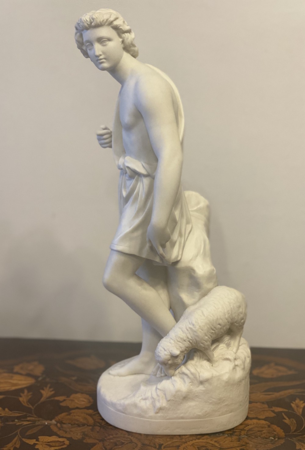 Large Parian figure of a shepherd by Copeland after Louis Auguste Malempre, 1871. View II