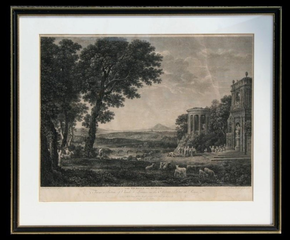William Woollett (1735-1785) - The Temple of Apollo - an engraving after Claude de Lorrain