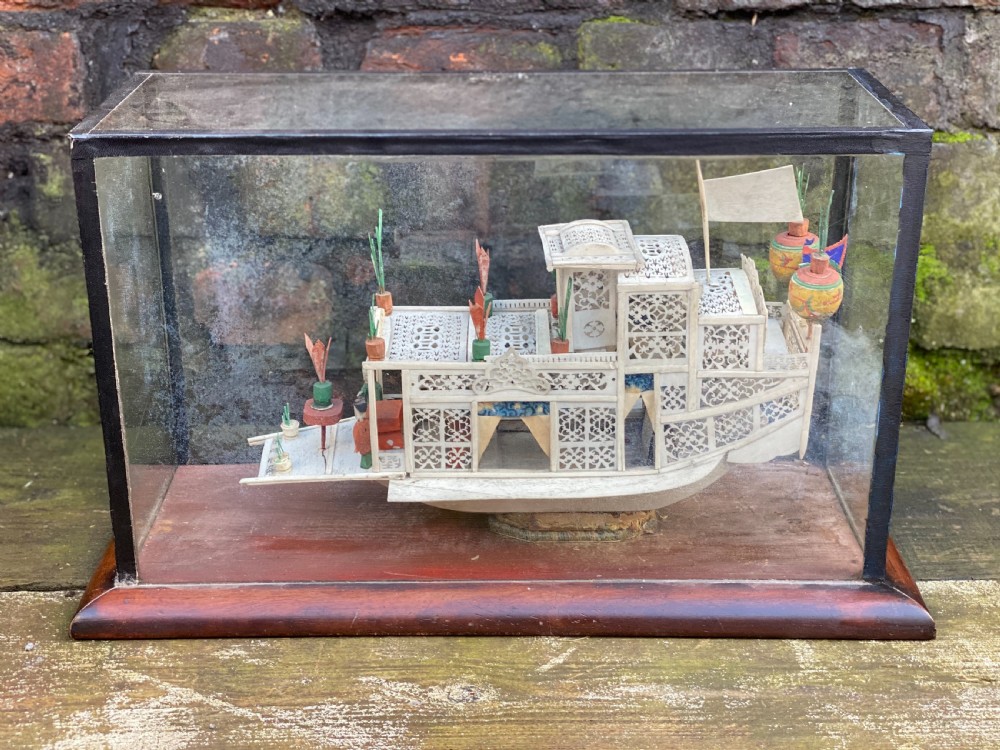 C19th Chinese bone flower boat 