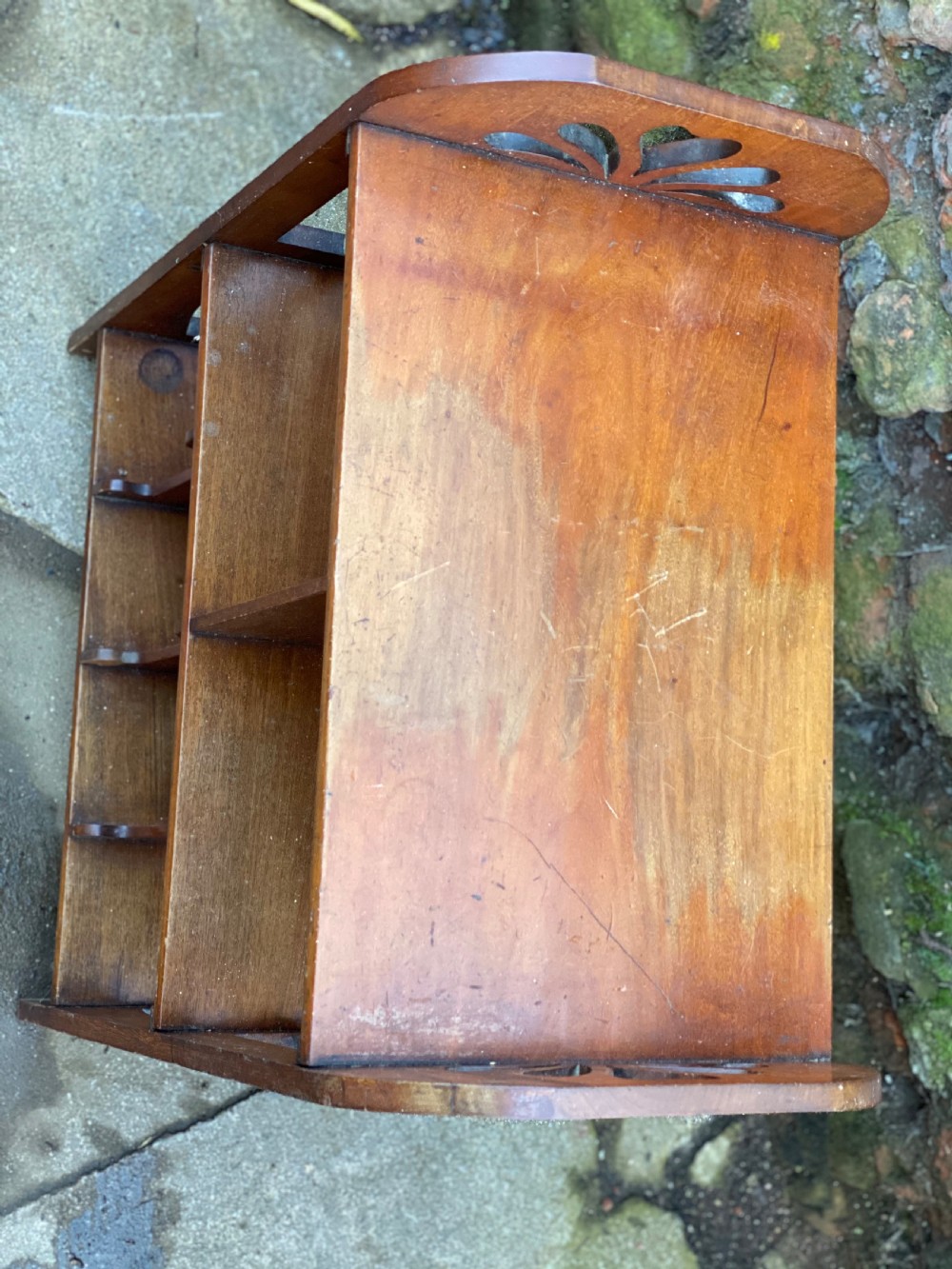 Arts and crafts walnut low bookcase  View II