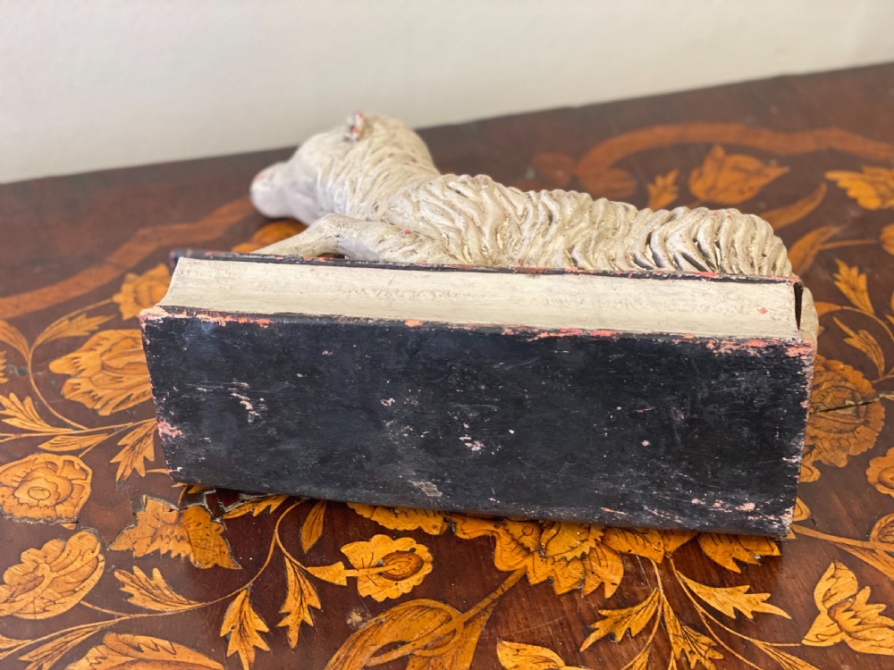 C19th carved polychrome lamb of god  View III