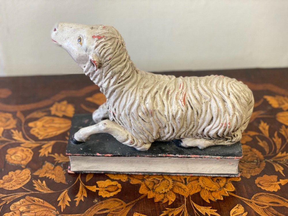 C19th carved polychrome lamb of god  View IV