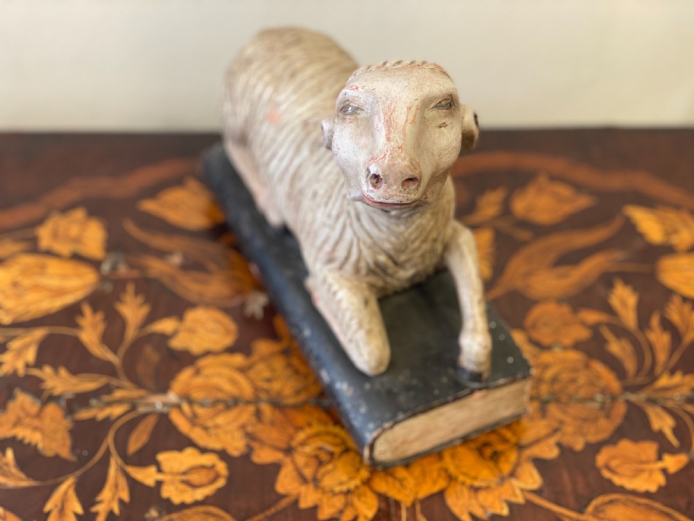 C19th carved polychrome lamb of god  View IV