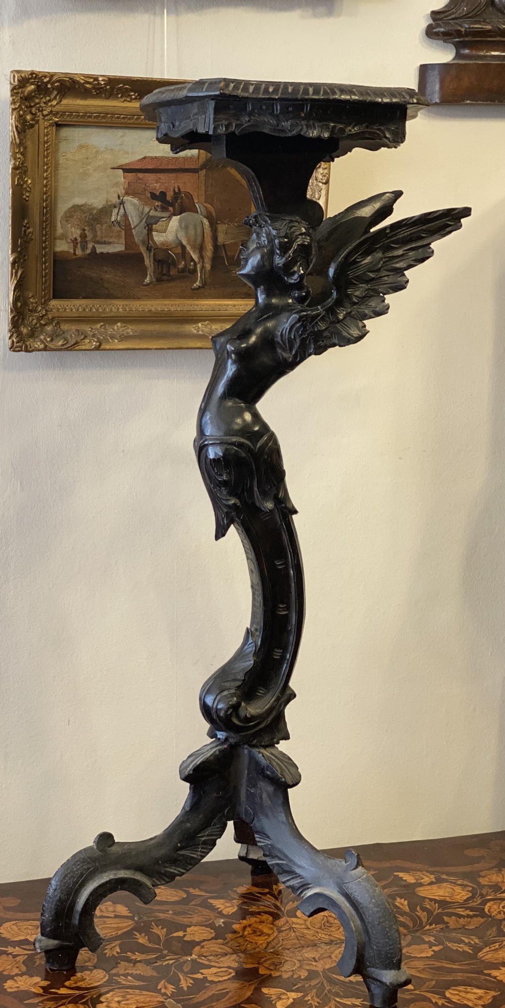 Italian carved torchere stand 