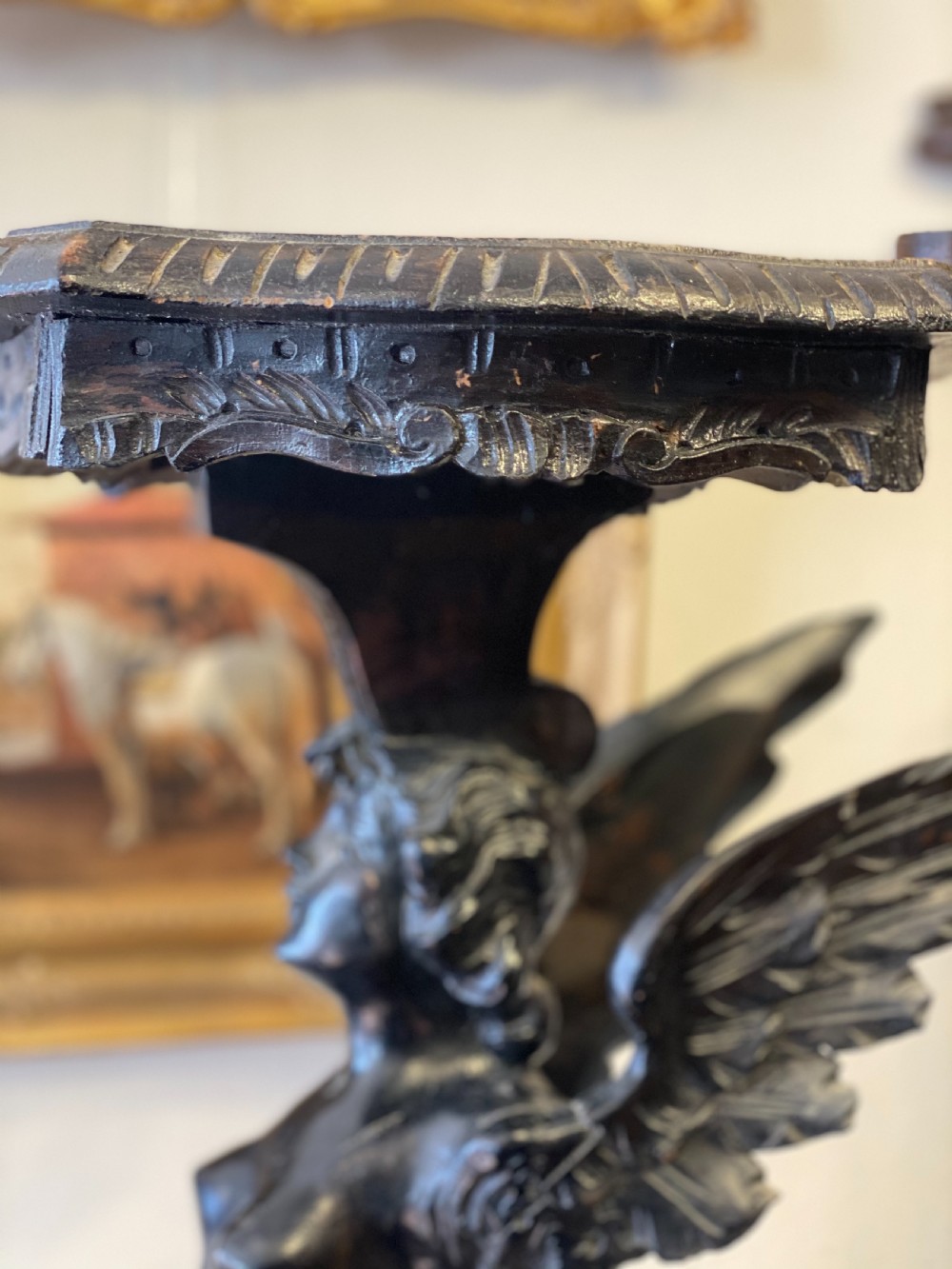 Italian carved torchere stand  View V