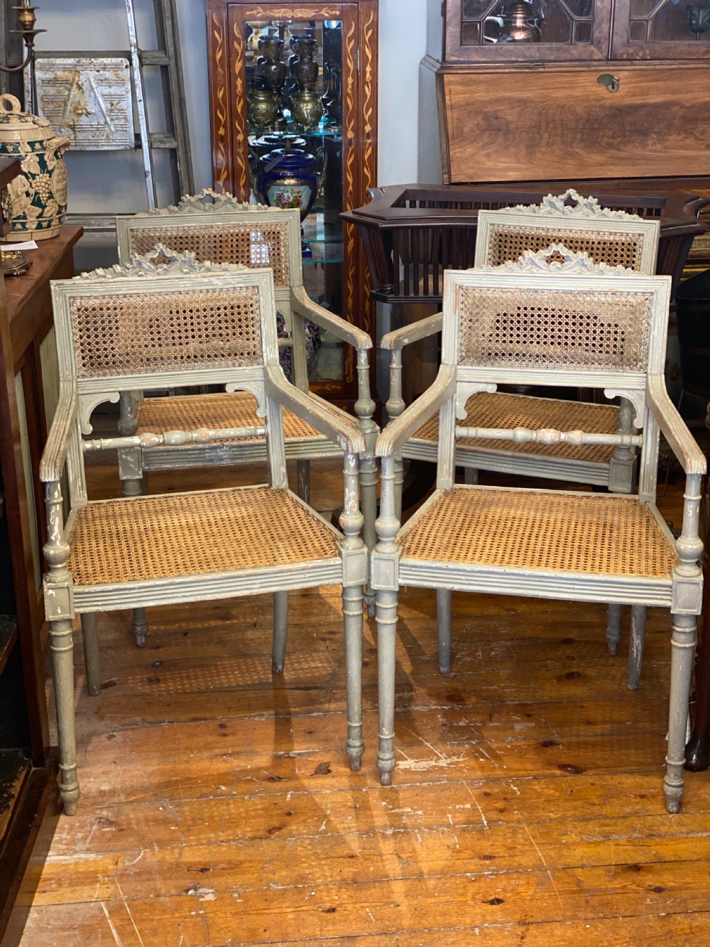 Four C19th painted armchairs  View II