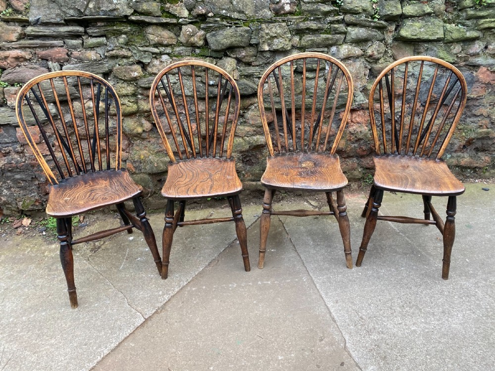 Set of four Windsor stick back chairs  View II