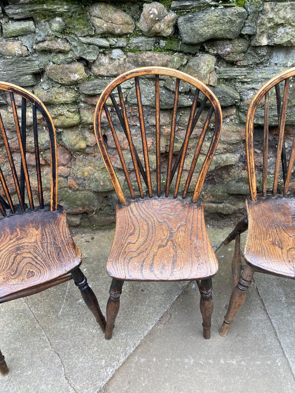 Set of four Windsor stick back chairs  View V