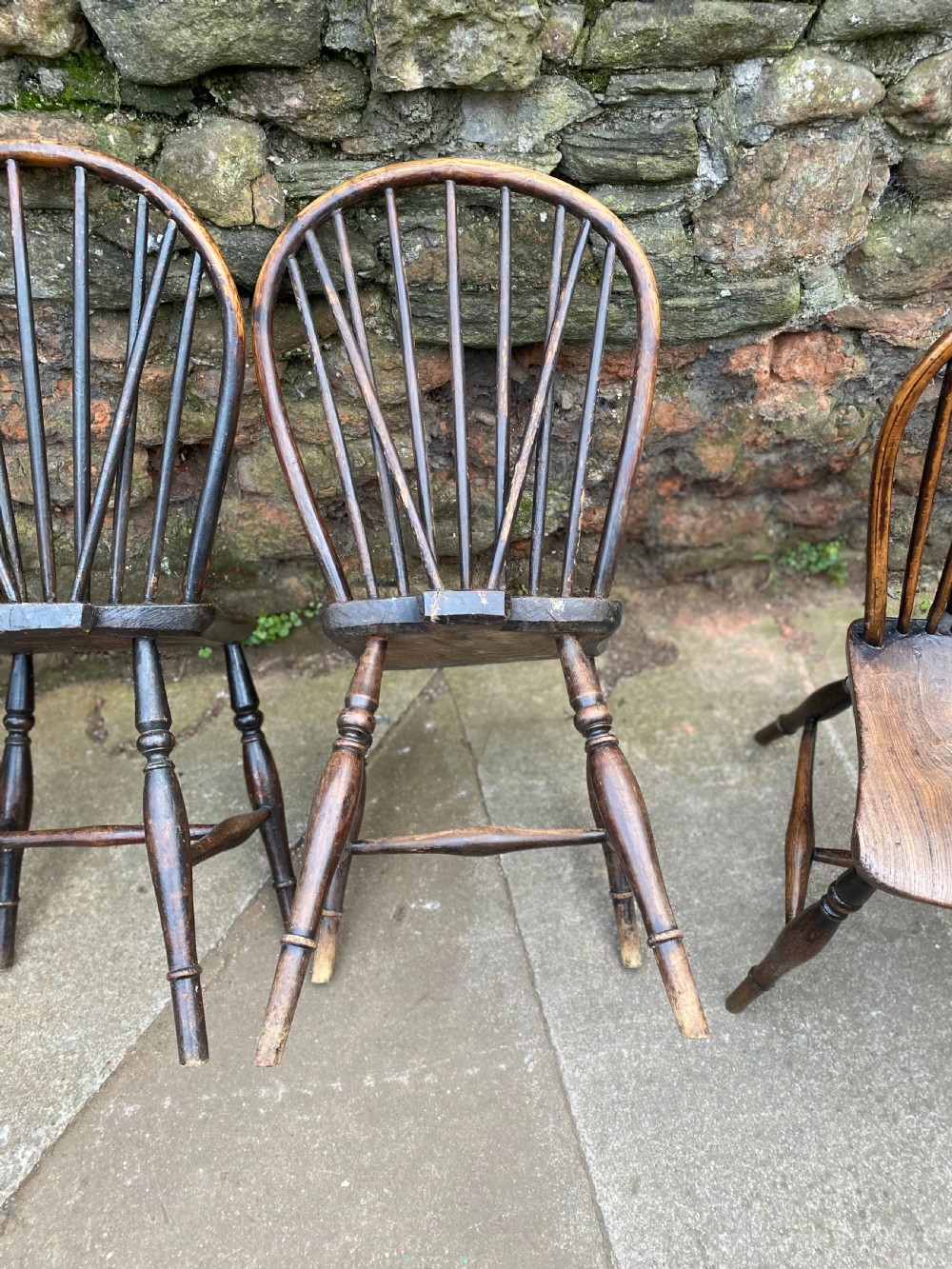 Set of four Windsor stick back chairs  View X