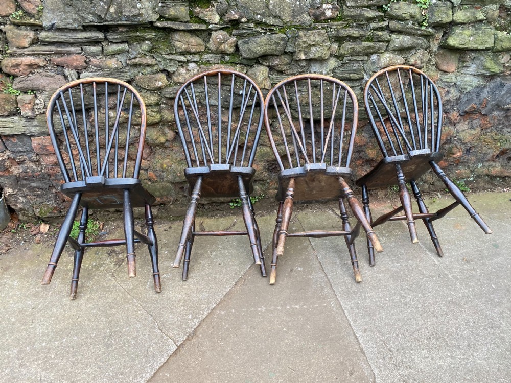 Set of four Windsor stick back chairs  View XIII
