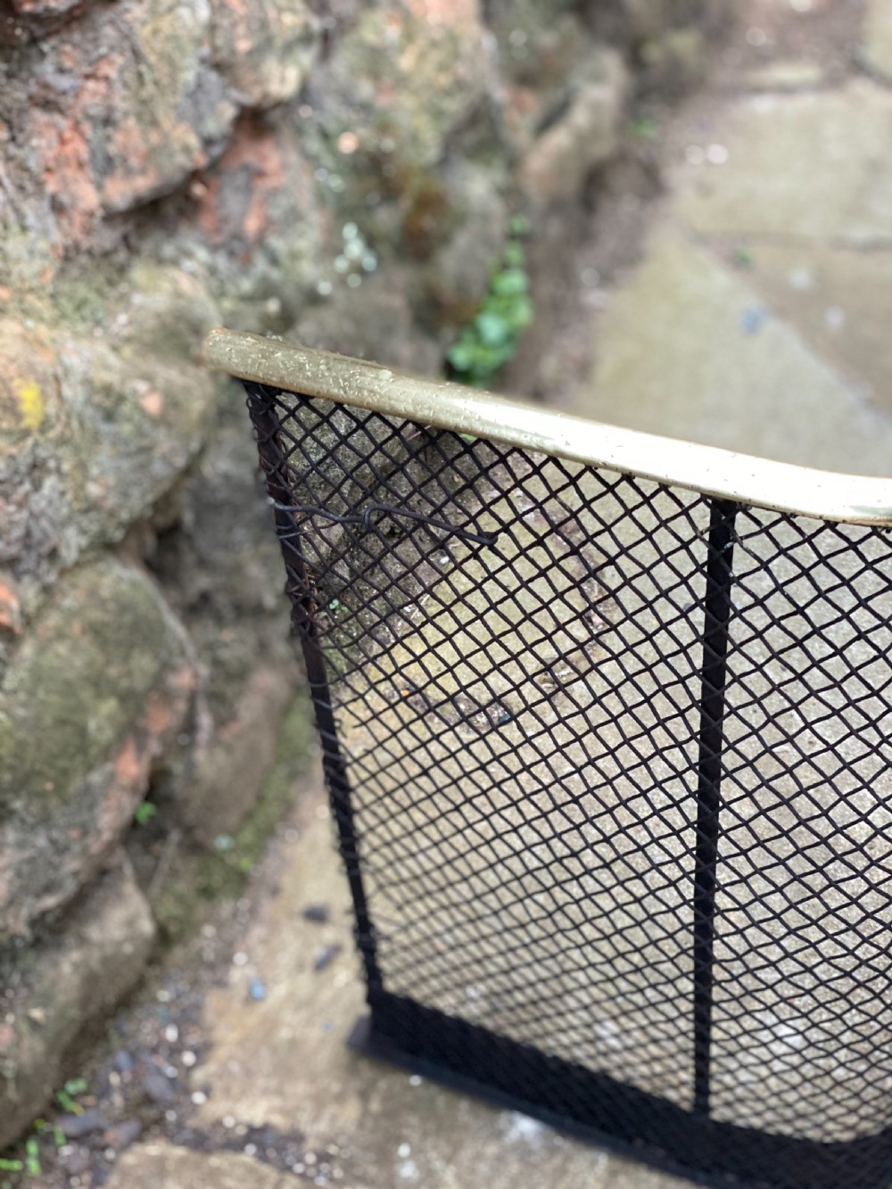 C19th wire mesh guard, with brass top rail  View II