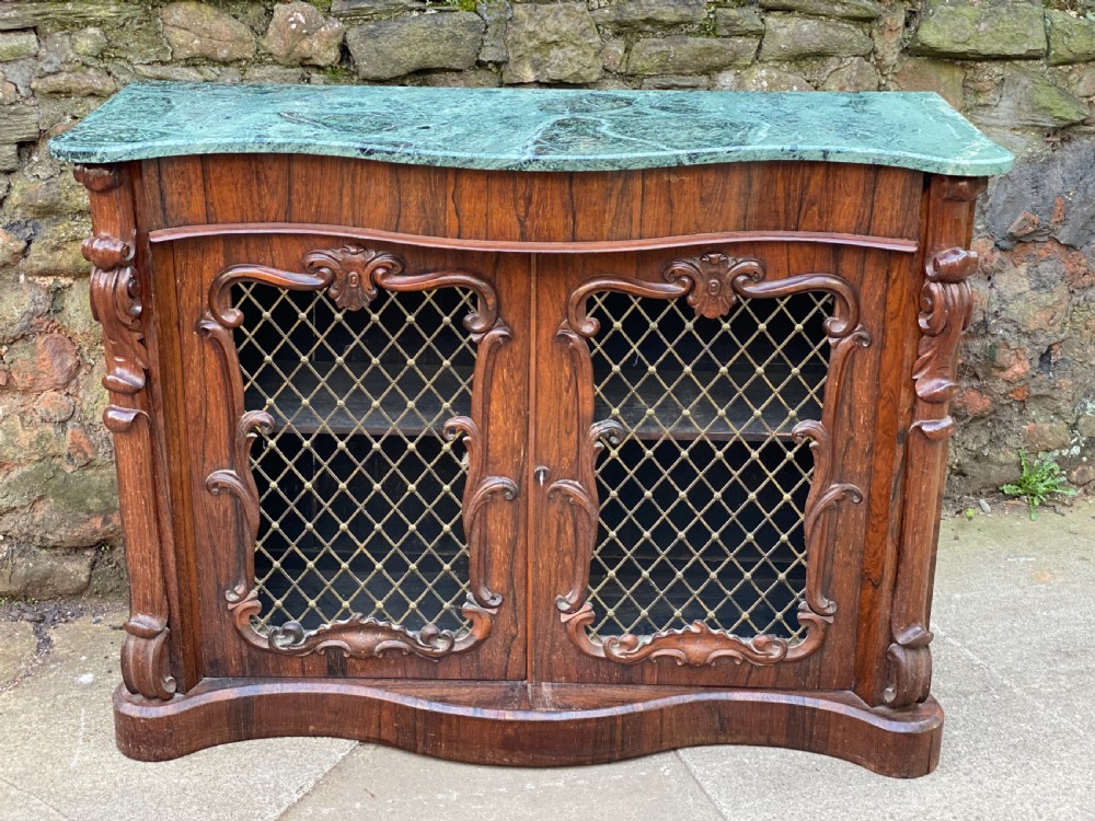 C19th rosewood marble topped bookcase 