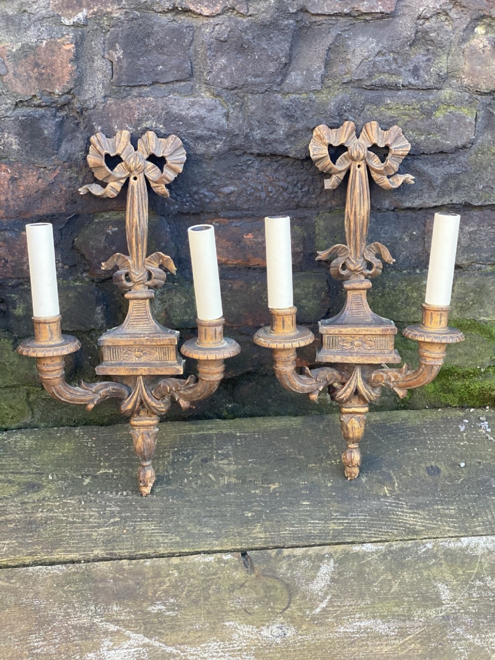 Pair of Edwardian giltwood wall lights 