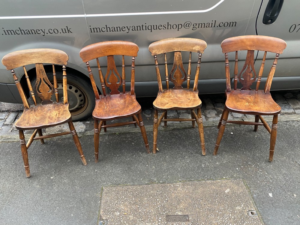 Set of four elm and beech country kitchen chairs  View IV