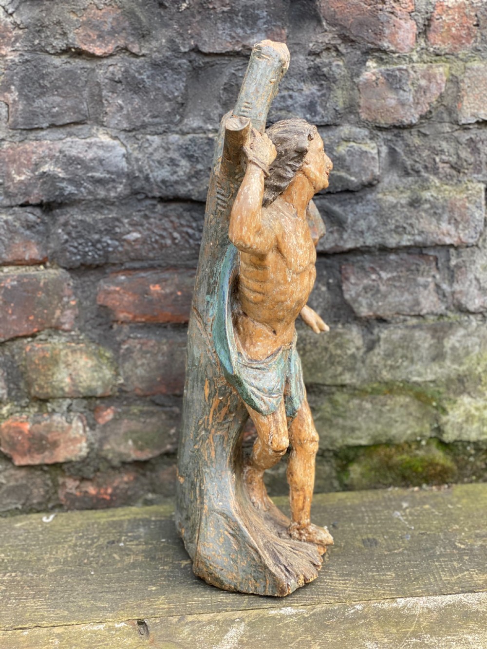 C17th polychrome carved figure of St Sebastian  View II