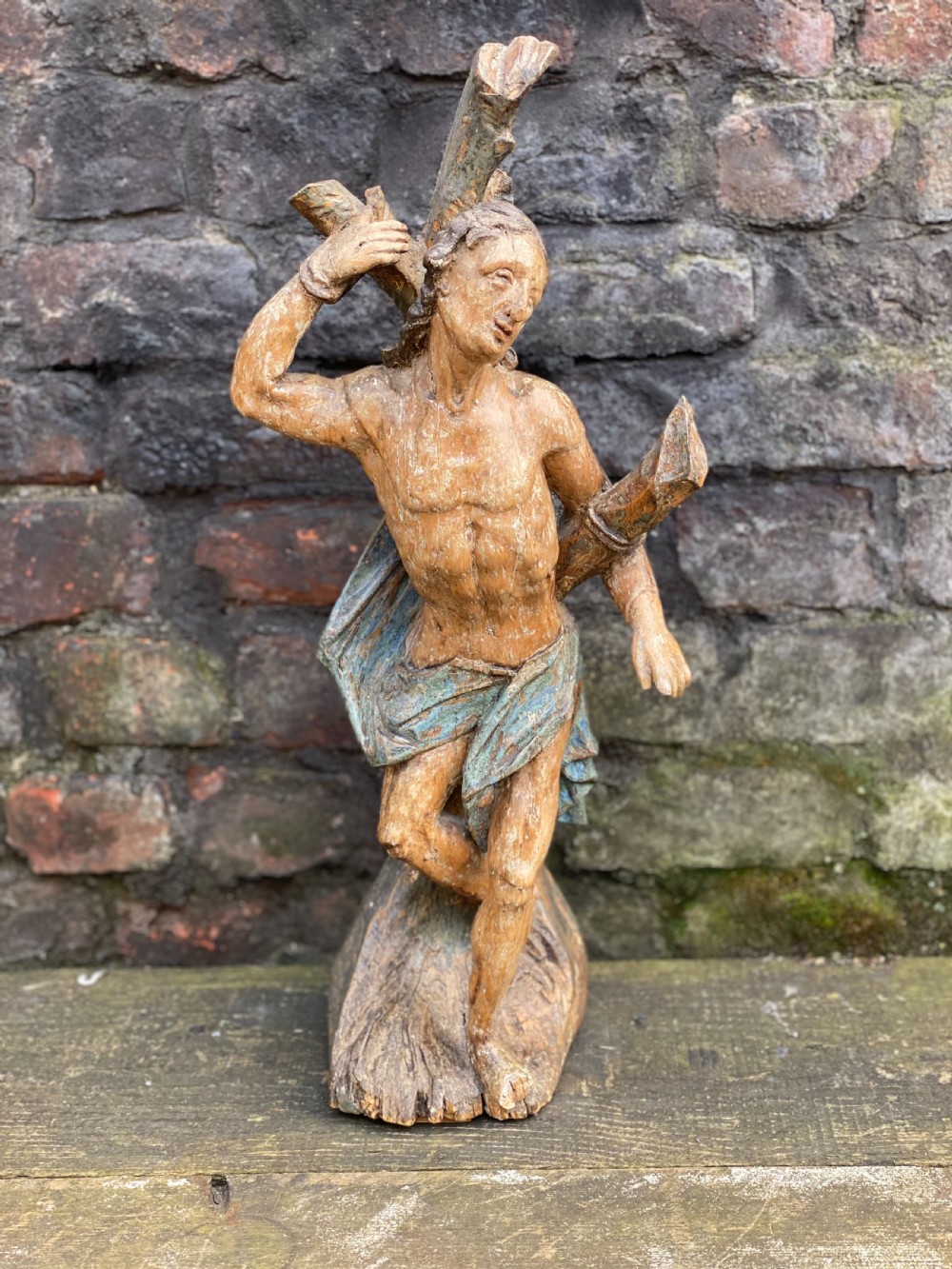 C17th polychrome carved figure of St Sebastian  View X