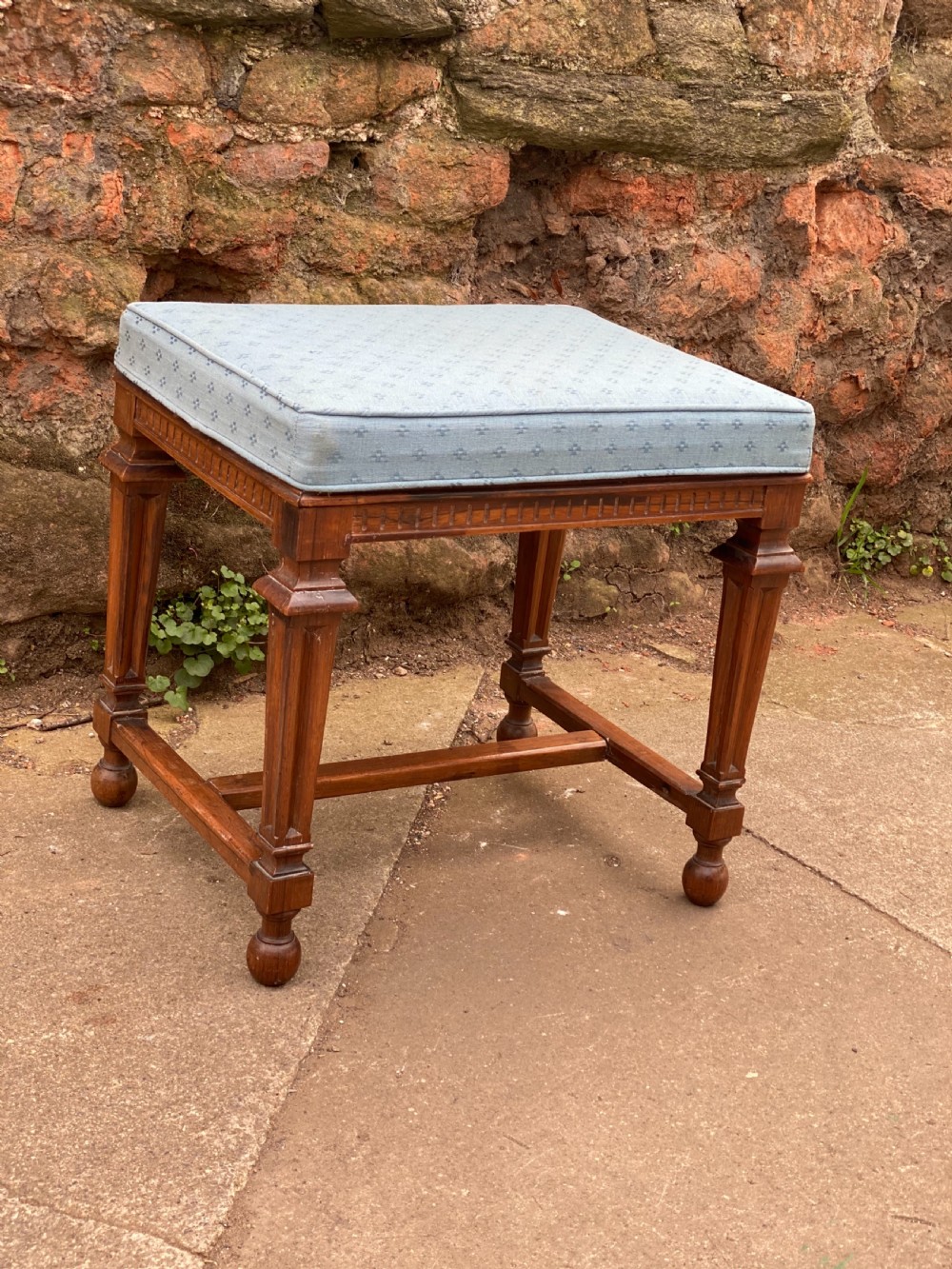 C19th rosewood stool with upholstered top View II