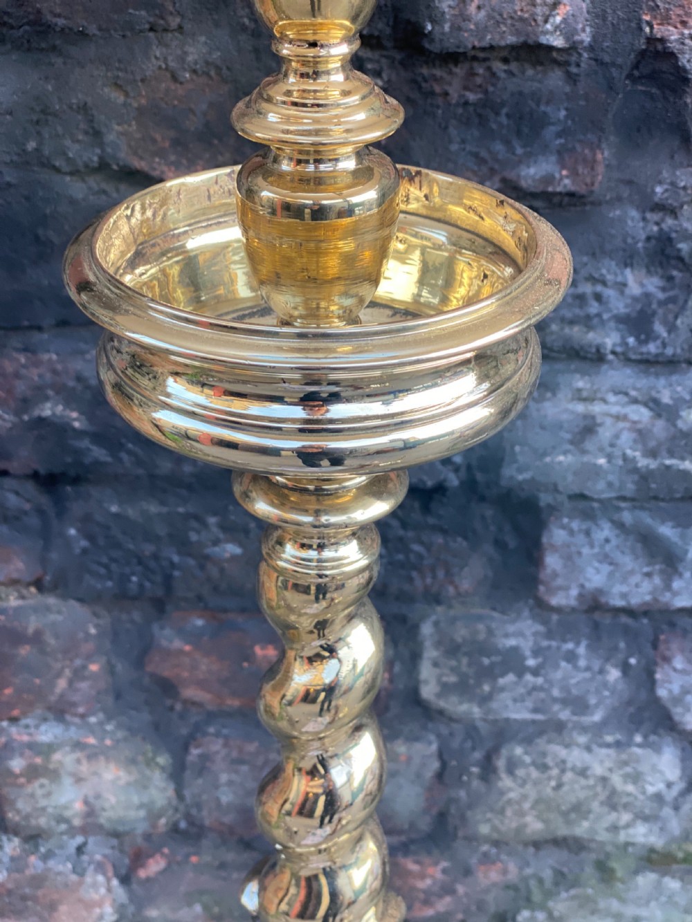 Large table lamp in the C17th style with a cream silk shade  View IV