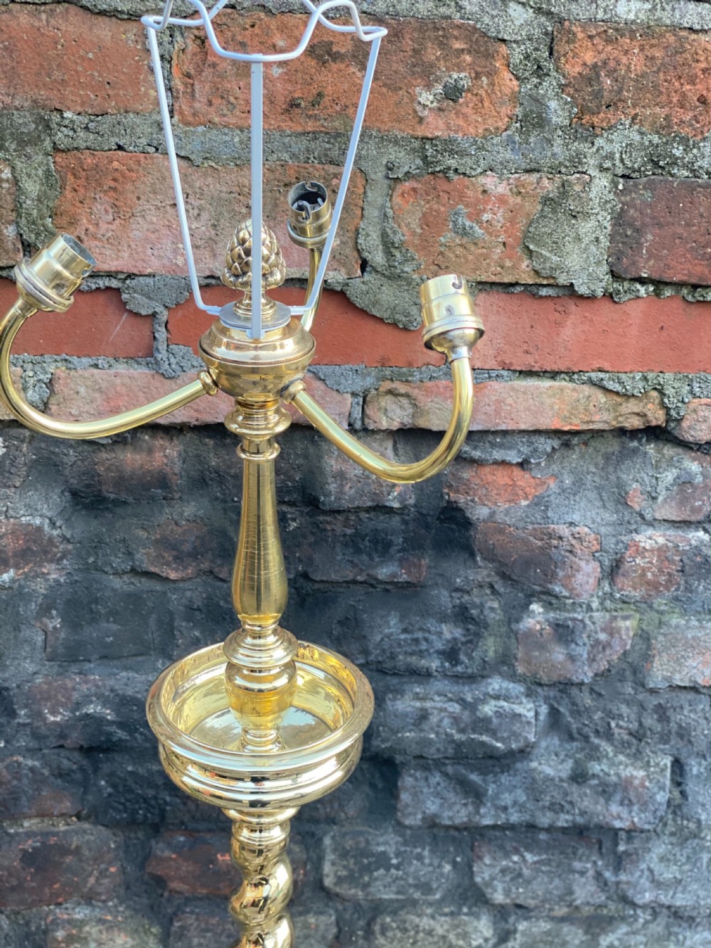 Large table lamp in the C17th style with a cream silk shade  View V