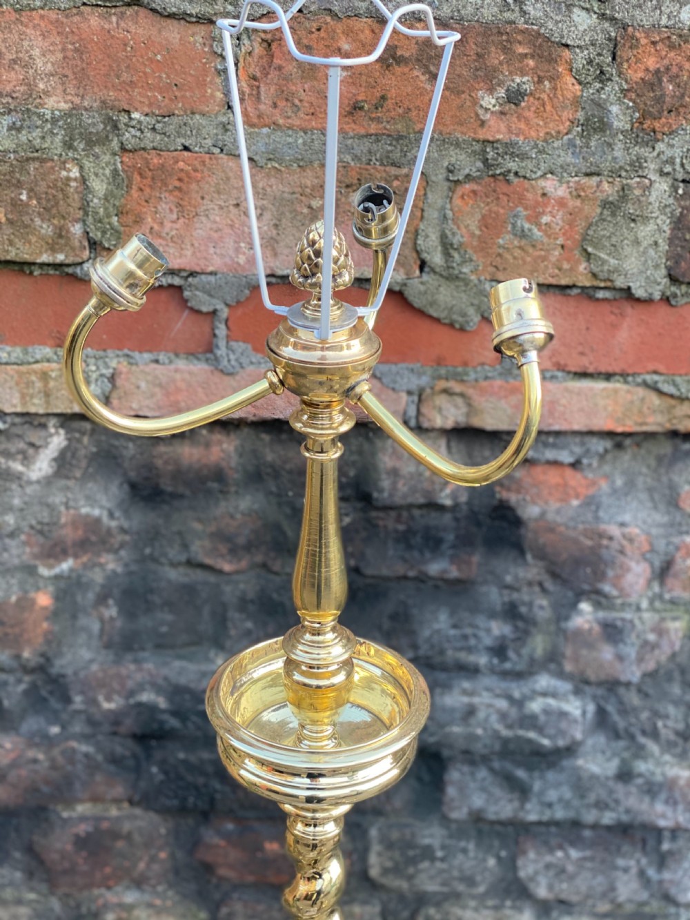 Large table lamp in the C17th style with a cream silk shade  View VI