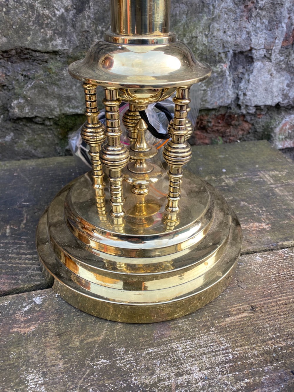 Brass table lamp of secessionist form  View II