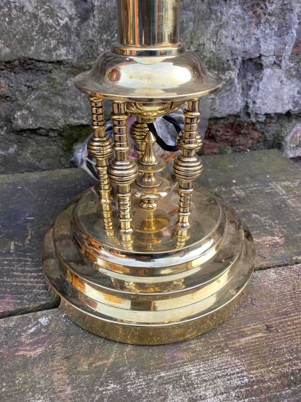 Brass table lamp of secessionist form  View III