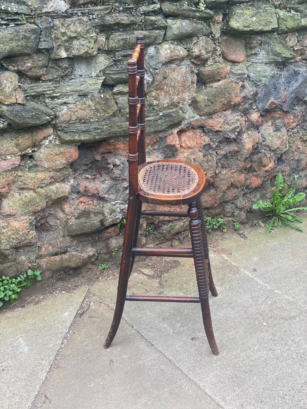 Correctional deportment chair regency in stained beech with caned seat  View II