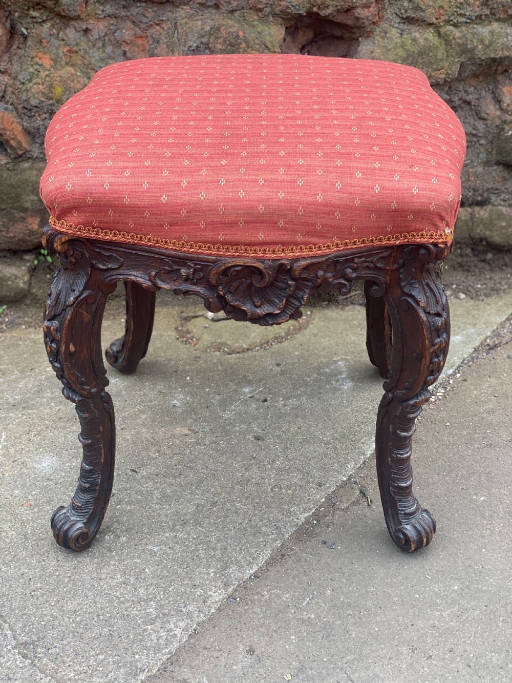 C18th rococo carved stool 