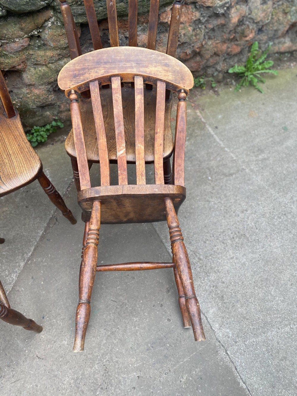 Set of four country slat back chairs View II