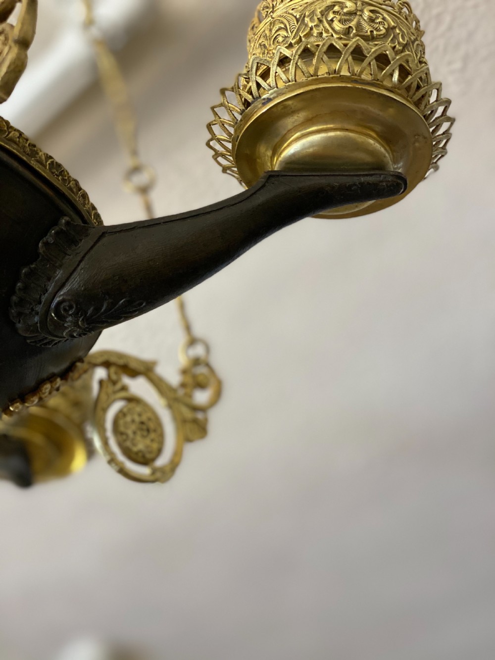 Regency bronze and gilt brass ceiling light  View III