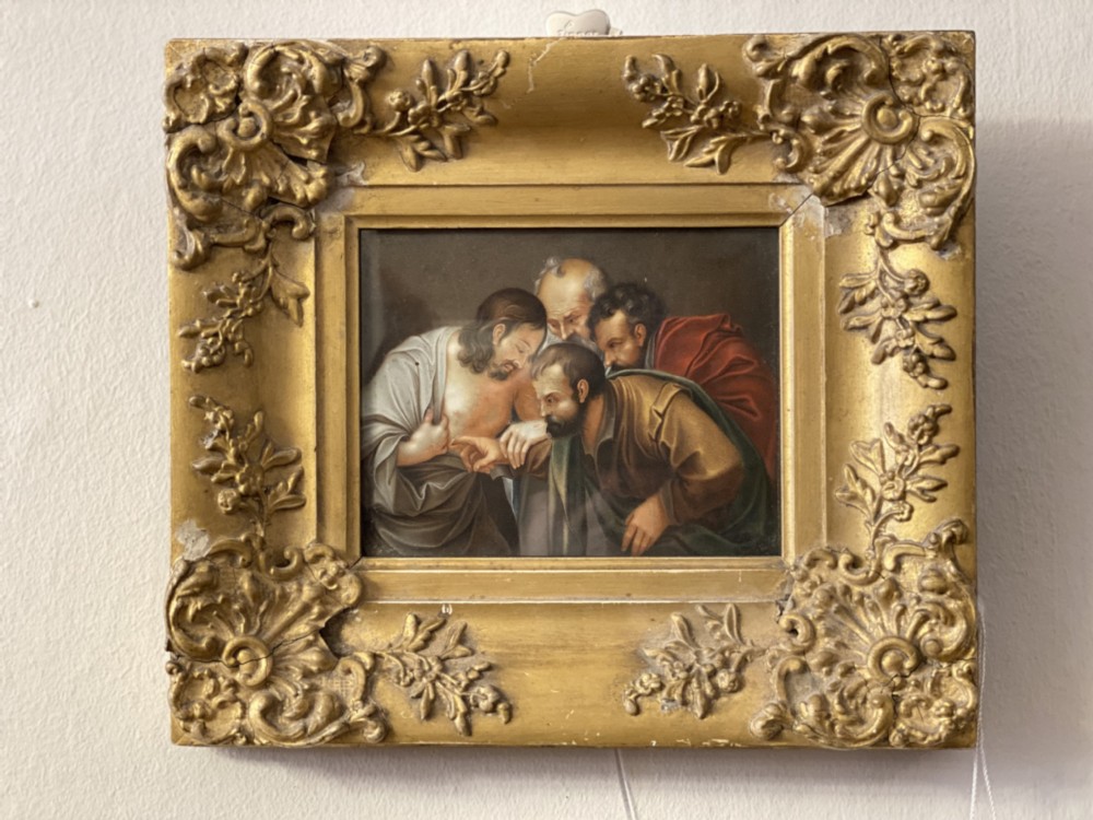 Oil painting on board after Caravaggio