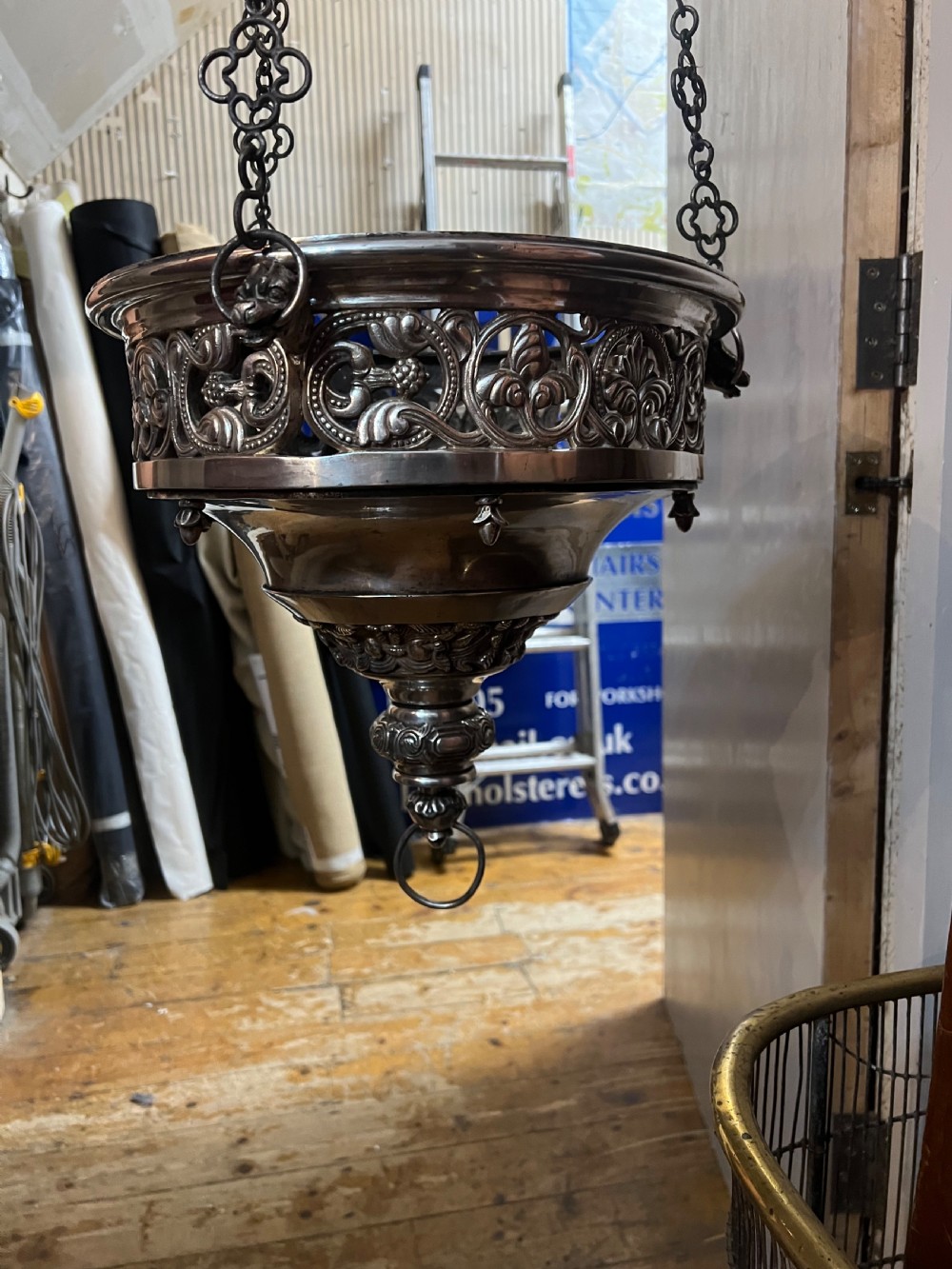 Large silver plated C18th incense burner/ eternity light  View VI