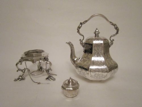 ANTIQUE VICTORIAN SILVER KETTLE ON STAND - ADDITIONAL PHOTO 2