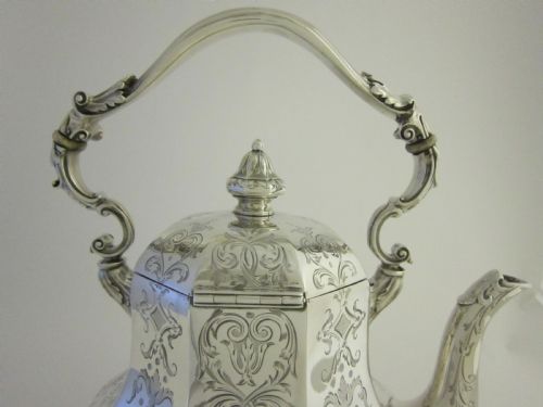 ANTIQUE VICTORIAN SILVER KETTLE ON STAND - ADDITIONAL PHOTO 3
