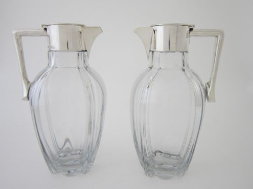 victorian silver and glass claret jugs - CATEGORY: ANTIQUE SILVER - DATED VICTORIAN