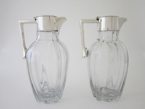 VICTORIAN SILVER AND GLASS CLARET JUGS - ADDITIONAL PHOTO 1