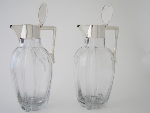 VICTORIAN SILVER AND GLASS CLARET JUGS - ADDITIONAL PHOTO 2
