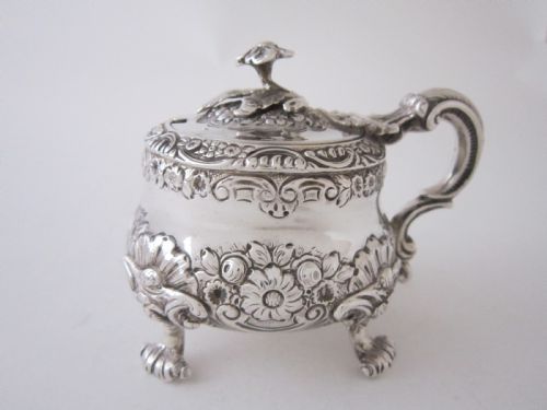 antique george iv sterling silver mustard pot - CATEGORY: ANTIQUE SILVER - DATED 19TH CENTURY