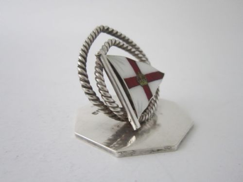 ANTIQUE EDWARDIAN STERLING SILVER AND ENAMEL MENUPLACE CARD HOLDER - ADDITIONAL PHOTO 3