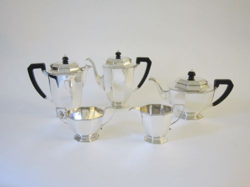 ART DECO GEORGE V STERLING SILVER TEA SET ON TRAY - ADDITIONAL PHOTO 1