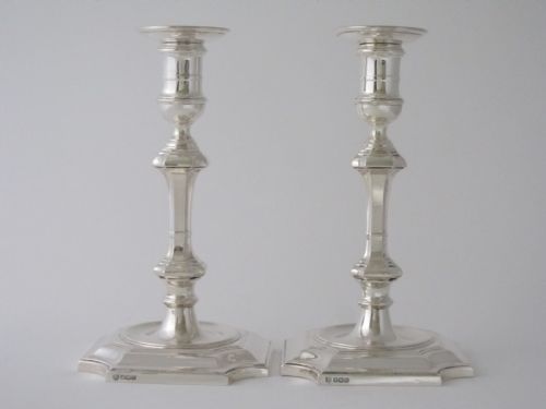 antique george v sterling silver candlesticks - CATEGORY: ANTIQUE SILVER - DATED 1920