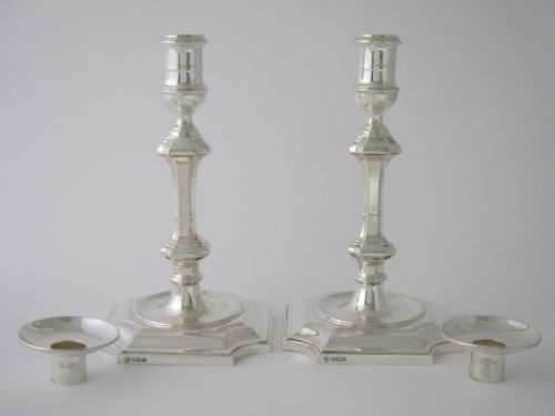 ANTIQUE GEORGE V STERLING SILVER CANDLESTICKS - ADDITIONAL PHOTO 1