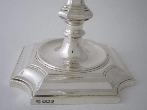 ANTIQUE GEORGE V STERLING SILVER CANDLESTICKS - ADDITIONAL PHOTO 2