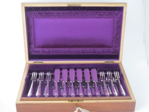 SCOTTISH ANTIQUE STERLING SILVER FISH KNIVES AND FORKS - ADDITIONAL PHOTO 1