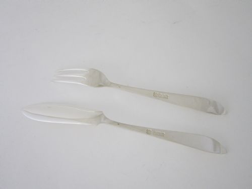 SCOTTISH ANTIQUE STERLING SILVER FISH KNIVES AND FORKS - ADDITIONAL PHOTO 9