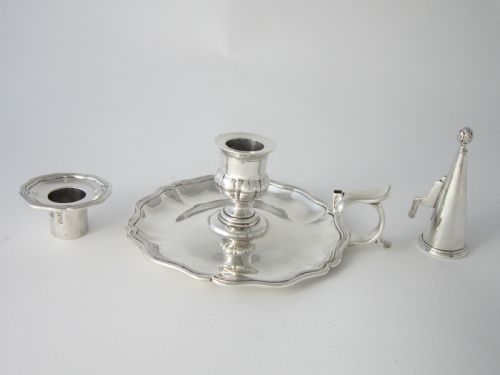 ANTIQUE GEORGE IV STERLING SILVER CHAMBERSTICK BY ROBERT GARRARD - ADDITIONAL PHOTO 2